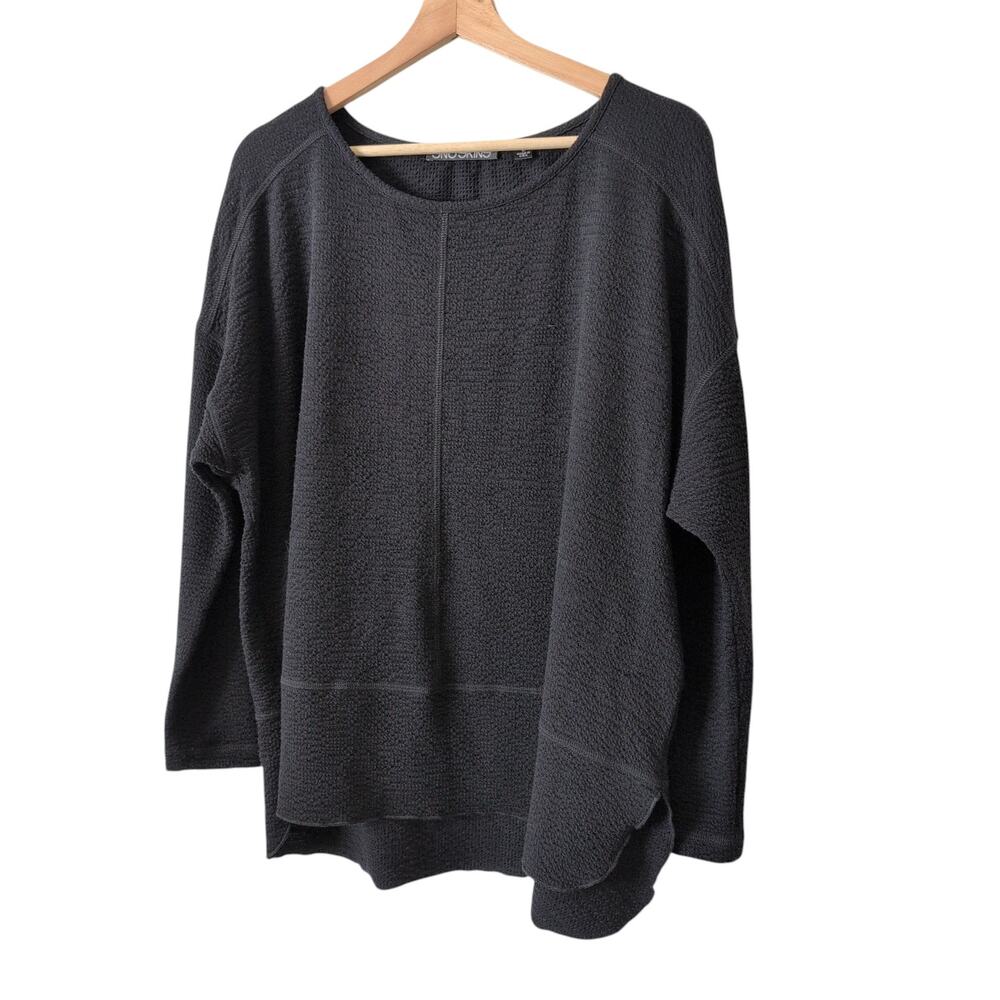 SnoSkins Top Large Pullover Oversized Boxy Black Textured Made in‎ USA Lagenlook